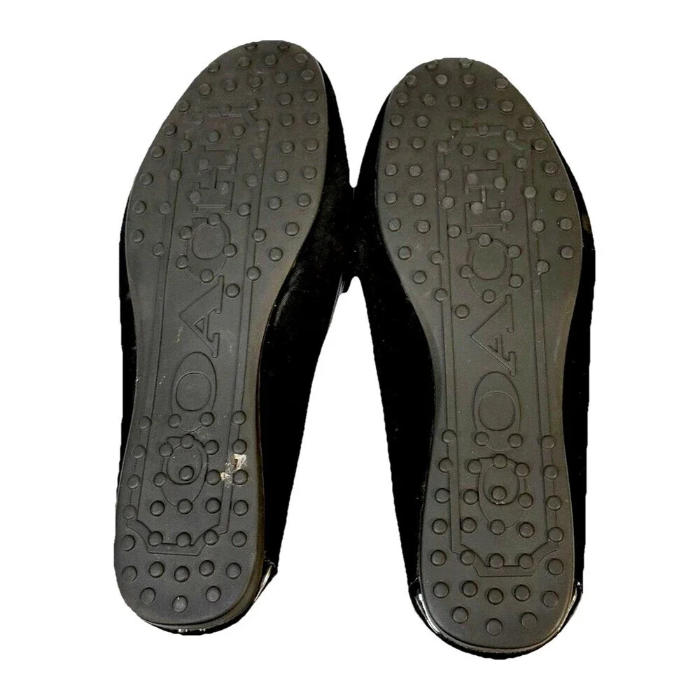 Coach Fonda Black Suede & Patent Leather Loafers Size 10B Minimalist